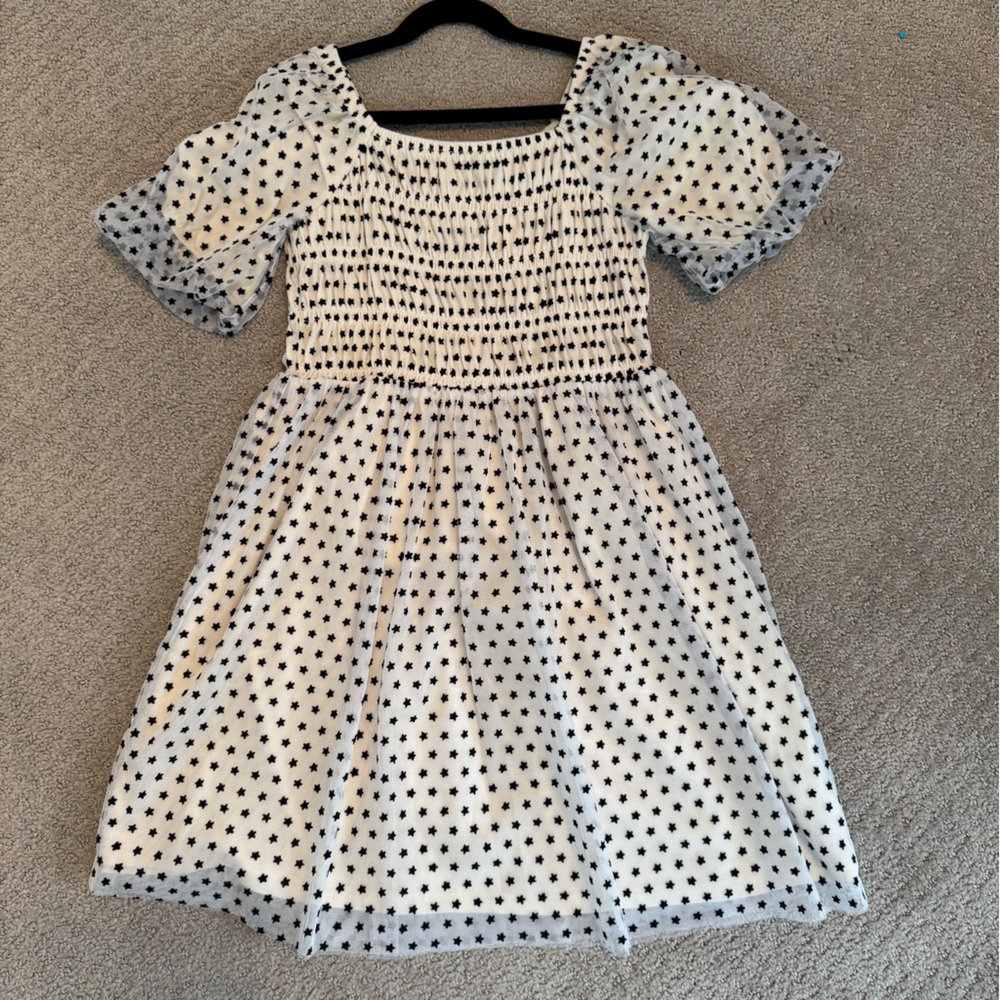Crewcuts Girls Tulle Lined Dress With Black Stars